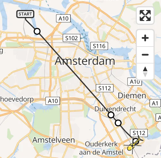Vlucht Traumahelikopter PH-TTR van Amsterdam Heliport naar Academisch Medisch Centrum (AMC) op donderdag 23 mei 2024 15:15