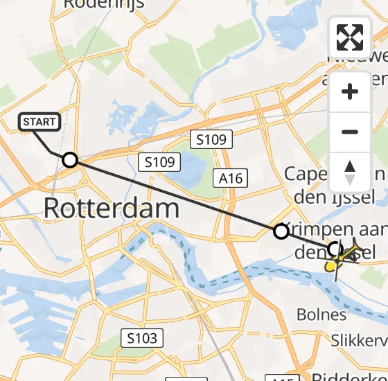 Vlucht Traumahelikopter PH-UMC van Rotterdam The Hague Airport naar Krimpen aan den IJssel op donderdag 23 mei 2024 16:33