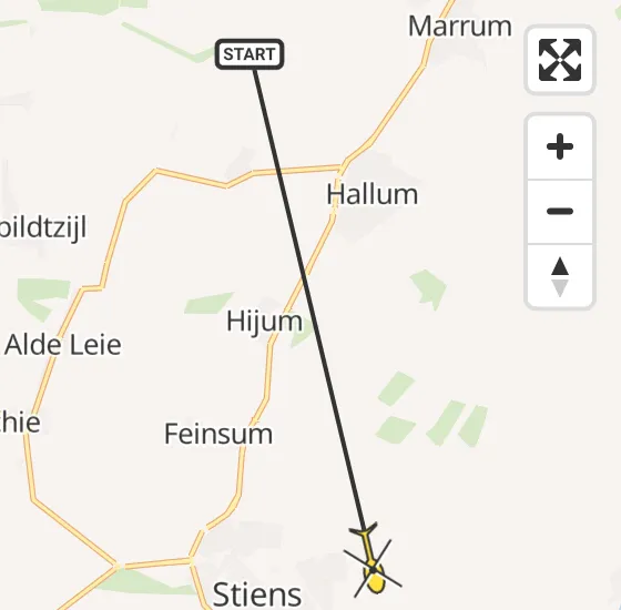 Vlucht Ambulancehelikopter PH-OOP van Marrum naar Stiens op donderdag 23 mei 2024 16:47