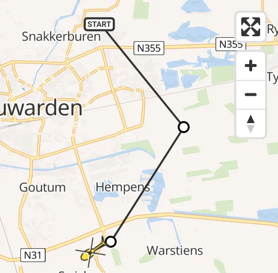 Vlucht Ambulancehelikopter PH-OOP van Lekkum naar Wergea op donderdag 23 mei 2024 16:50