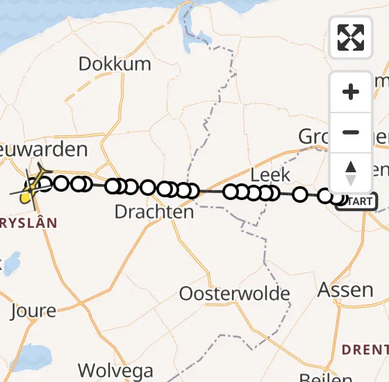 Vlucht Traumahelikopter PH-MAA van Groningen Airport Eelde naar Wirdum op donderdag 23 mei 2024 17:12
