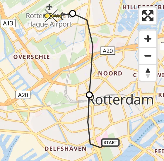 Vlucht Traumahelikopter PH-UMC van Erasmus MC naar Rotterdam The Hague Airport op donderdag 23 mei 2024 17:17