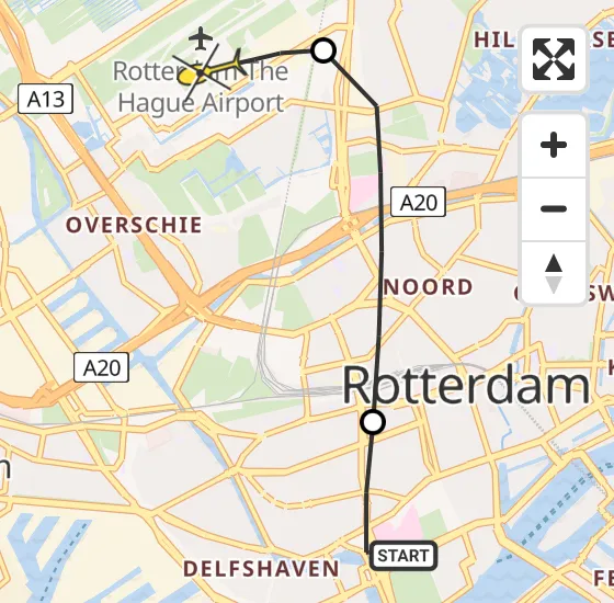 Vlucht Traumahelikopter PH-UMC van Erasmus MC naar Rotterdam The Hague Airport op donderdag 23 mei 2024 18:23