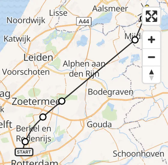 Vlucht Politiehelikopter PH-PXA van Rotterdam The Hague Airport naar Ouderkerk aan de Amstel op donderdag 23 mei 2024 19:19