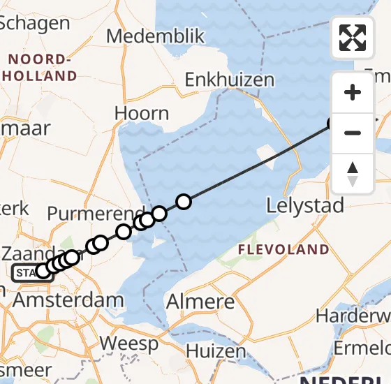 Vlucht Traumahelikopter PH-TTR van Amsterdam Heliport naar Urk op donderdag 23 mei 2024 20:20