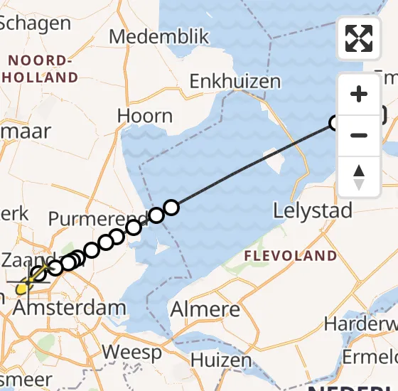 Vlucht Traumahelikopter PH-TTR van Urk naar Amsterdam Heliport op donderdag 23 mei 2024 21:04