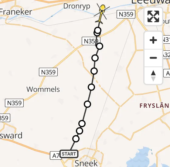 Vlucht Ambulancehelikopter PH-OOP van Ysbrechtum naar Dronryp op donderdag 23 mei 2024 21:14