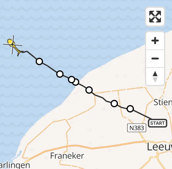 Vlucht Ambulancehelikopter PH-OOP van Vliegbasis Leeuwarden naar Oosterend op vrijdag 24 mei 2024 2:32