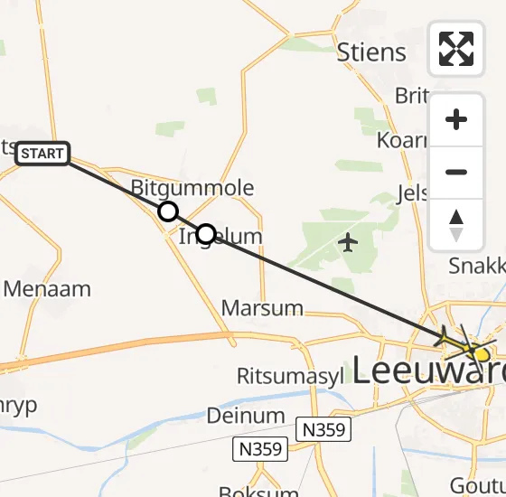 Vlucht Ambulancehelikopter PH-OOP van Berltsum naar Leeuwarden op vrijdag 24 mei 2024 3:14