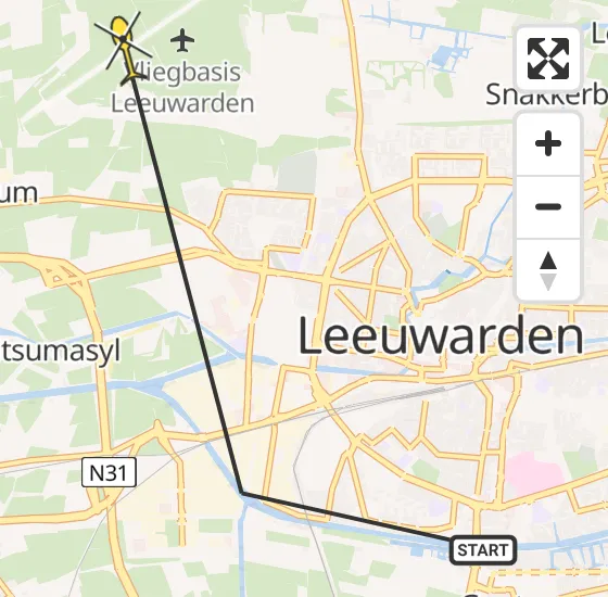 Vlucht Ambulancehelikopter PH-OOP van Leeuwarden naar Vliegbasis Leeuwarden op vrijdag 24 mei 2024 3:45