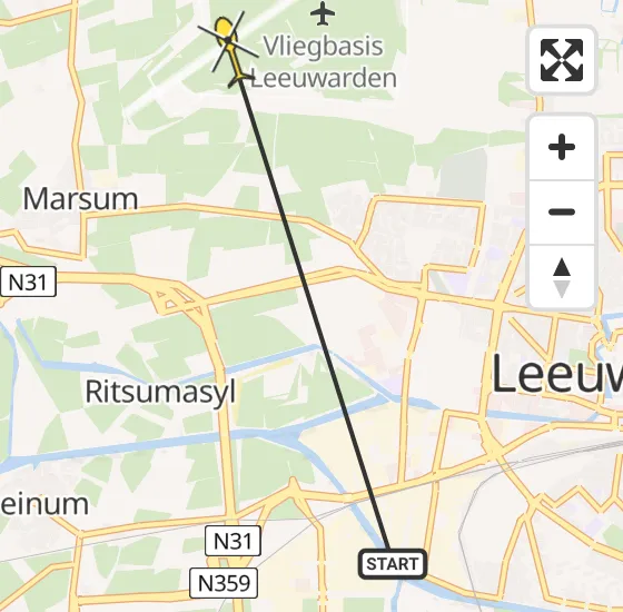 Vlucht Ambulancehelikopter PH-OOP van Leeuwarden naar Vliegbasis Leeuwarden op vrijdag 24 mei 2024 10:16