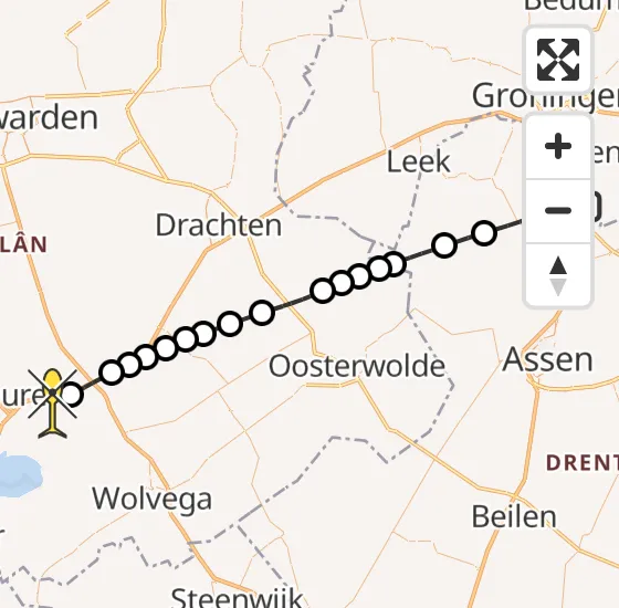 Vlucht Traumahelikopter PH-MAA van Groningen Airport Eelde naar Oudehaske op vrijdag 24 mei 2024 13:24