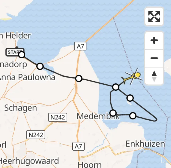 Vlucht Kustwachthelikopter PH-SAR van Vliegveld De Kooy naar Medemblik op vrijdag 24 mei 2024 15:03