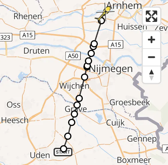 Vlucht Traumahelikopter PH-HVB van Vliegbasis Volkel naar Arnhem op vrijdag 24 mei 2024 16:21