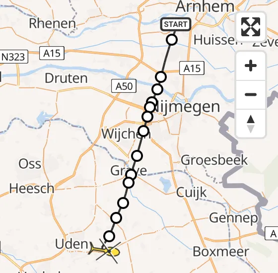 Vlucht Traumahelikopter PH-HVB van Arnhem naar Vliegbasis Volkel op vrijdag 24 mei 2024 16:33