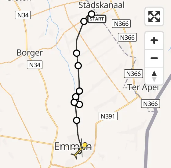 Vlucht Traumahelikopter PH-MAA van Nieuw-Buinen naar Emmen op vrijdag 24 mei 2024 17:59