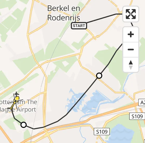 Vlucht Traumahelikopter PH-UMC van Bergschenhoek naar Rotterdam The Hague Airport op vrijdag 24 mei 2024 18:49