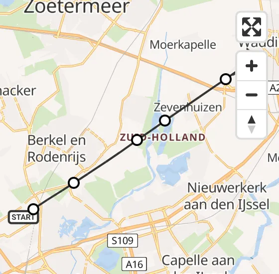 Vlucht Traumahelikopter PH-UMC van Rotterdam The Hague Airport naar Waddinxveen op zaterdag 25 mei 2024 11:06