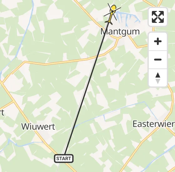 Vlucht Ambulancehelikopter PH-OOP van Wiuwert naar Mantgum op zaterdag 25 mei 2024 11:34