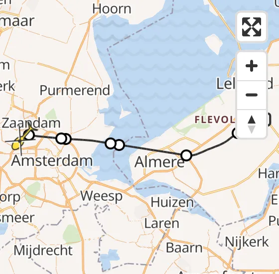 Vlucht Traumahelikopter PH-TTR van Lelystad Airport naar Amsterdam Heliport op zaterdag 25 mei 2024 15:15