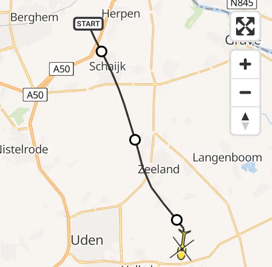Vlucht Traumahelikopter PH-HVB van Herpen naar Vliegbasis Volkel op zaterdag 25 mei 2024 16:14