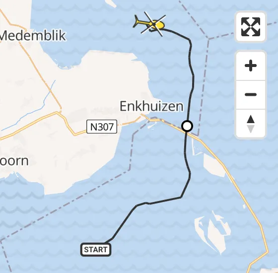 Vlucht Kustwachthelikopter PH-SAR van Lelystad naar Enkhuizen op zaterdag 25 mei 2024 16:20