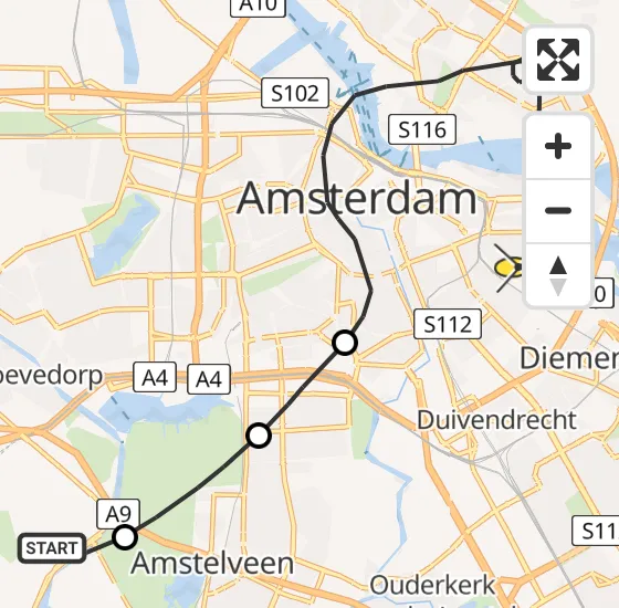 Vlucht Politiehelikopter PH-PXE van Schiphol naar Amsterdam op zaterdag 25 mei 2024 18:07