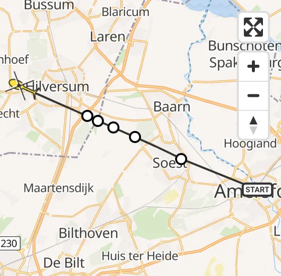Vlucht Politiehelikopter PH-PXE van Amersfoort naar Hilversum op zaterdag 25 mei 2024 19:31