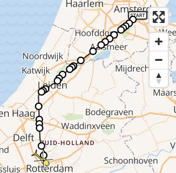 Vlucht Traumahelikopter PH-UMC van Amsterdam naar Rotterdam The Hague Airport op zaterdag 25 mei 2024 23:18