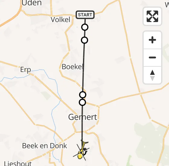 Vlucht Traumahelikopter PH-HVB van Vliegbasis Volkel naar De Mortel op zondag 26 mei 2024 0:51