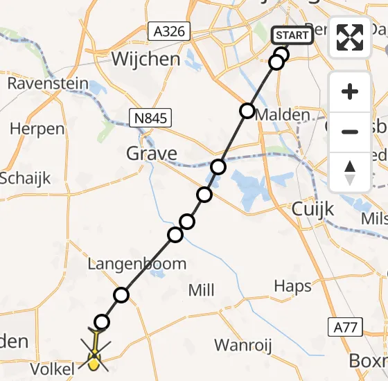 Vlucht Traumahelikopter PH-HVB van Radboud Universitair Medisch Centrum naar Vliegbasis Volkel op zondag 26 mei 2024 2:03