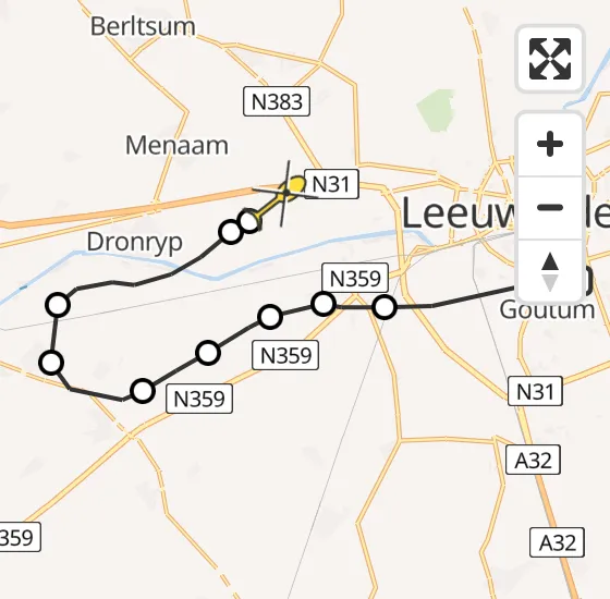 Vlucht Ambulancehelikopter PH-OOP van Leeuwarden naar Marsum op zondag 26 mei 2024 6:41