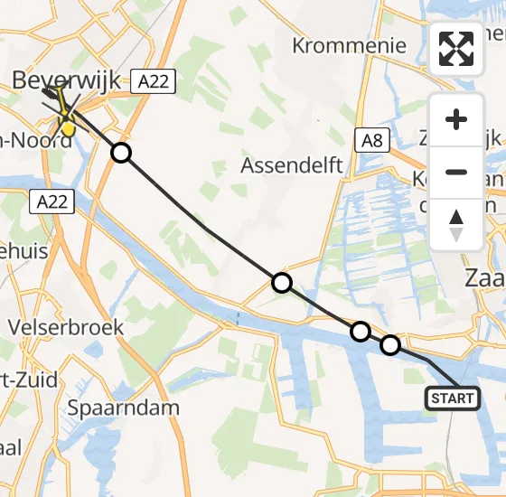 Vlucht Traumahelikopter PH-TTR van Amsterdam Heliport naar Beverwijk op zondag 26 mei 2024 8:23