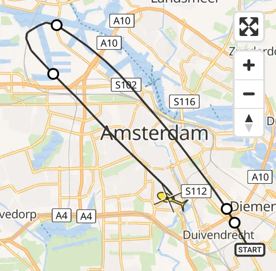 Vlucht Traumahelikopter PH-TTR van Diemen naar Amsterdam op zondag 26 mei 2024 19:47