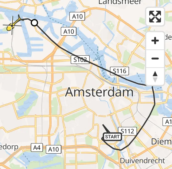 Vlucht Traumahelikopter PH-TTR van Amsterdam naar Amsterdam Heliport op zondag 26 mei 2024 20:09