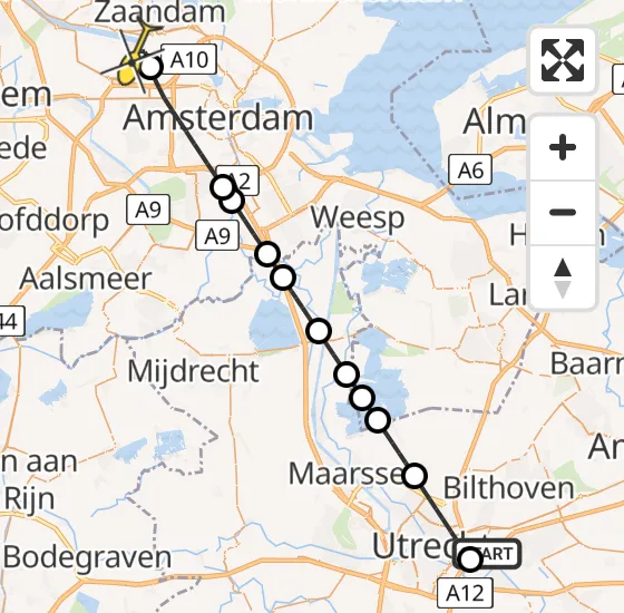 Vlucht Traumahelikopter PH-TTR van Universitair Medisch Centrum Utrecht naar Amsterdam Heliport op zondag 26 mei 2024 21:34