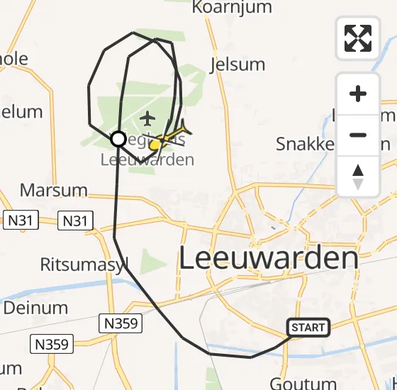 Vlucht Ambulancehelikopter PH-OOP van Leeuwarden naar Vliegbasis Leeuwarden op maandag 27 mei 2024 0:33
