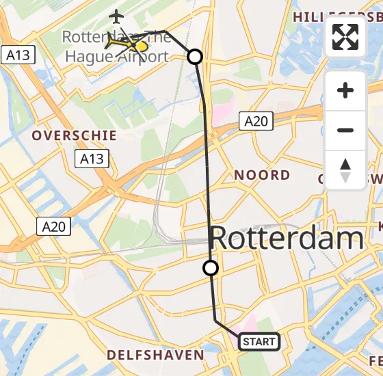 Vlucht Traumahelikopter PH-UMC van Erasmus MC naar Rotterdam The Hague Airport op maandag 27 mei 2024 7:07