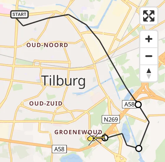 Vlucht Traumahelikopter PH-HVB van Tilburg naar Tilburg op maandag 27 mei 2024 8:24