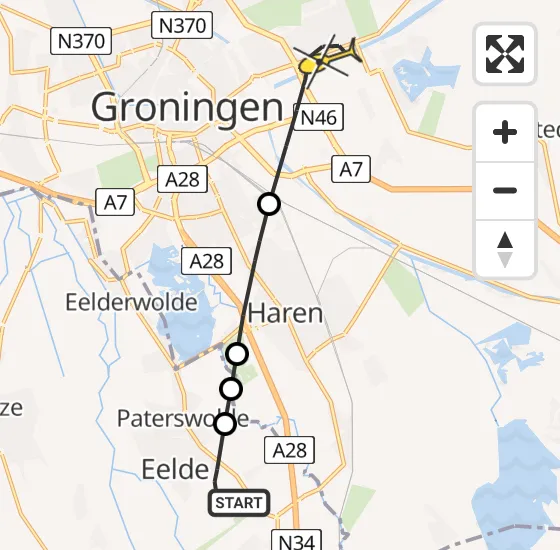 Vlucht Traumahelikopter PH-MAA van Groningen Airport Eelde naar Groningen op maandag 27 mei 2024 10:52