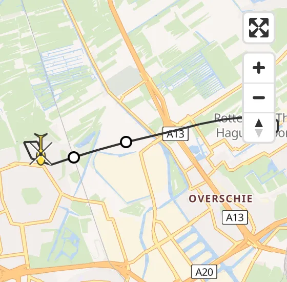 Vlucht Traumahelikopter PH-UMC van Rotterdam The Hague Airport naar Schiedam op maandag 27 mei 2024 11:00