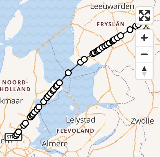 Vlucht Traumahelikopter PH-TTR van Amsterdam Heliport naar Vliegveld Drachten op maandag 27 mei 2024 11:26
