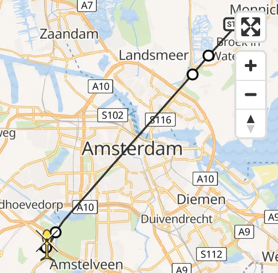 Vlucht Politiehelikopter PH-PXC van Broek in Waterland naar Schiphol op vrijdag 31 mei 2024 21:45