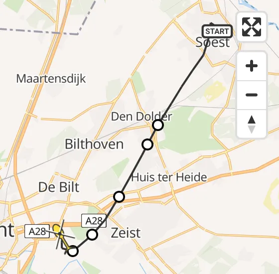 Vlucht Traumahelikopter PH-TTR van Soest naar Universitair Medisch Centrum Utrecht op zaterdag 1 juni 2024 18:07