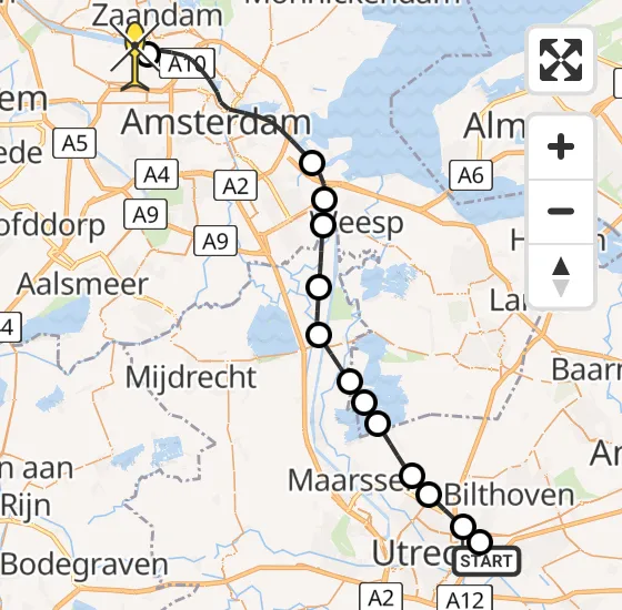 Vlucht Traumahelikopter PH-TTR van Universitair Medisch Centrum Utrecht naar Amsterdam Heliport op zaterdag 1 juni 2024 18:45