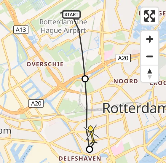 Vlucht Traumahelikopter PH-UMC van Rotterdam The Hague Airport naar Erasmus MC op zaterdag 1 juni 2024 18:46