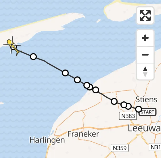 Vlucht Ambulancehelikopter PH-OOP van Vliegbasis Leeuwarden naar Striep op zondag 2 juni 2024 1:10