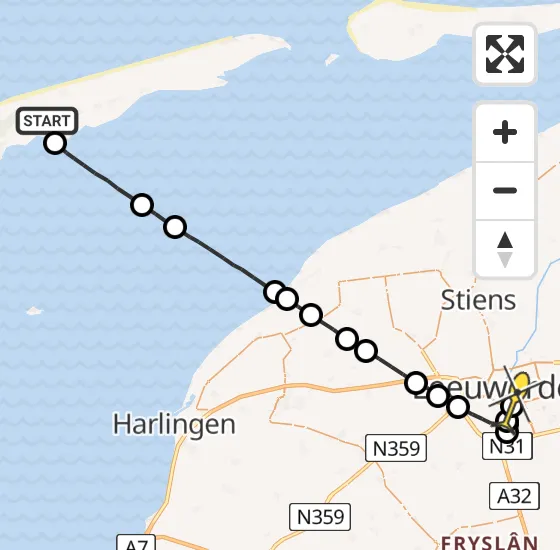 Vlucht Ambulancehelikopter PH-OOP van Baaiduinen naar Leeuwarden op zondag 2 juni 2024 1:47