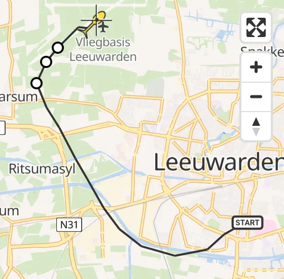 Vlucht Ambulancehelikopter PH-OOP van Leeuwarden naar Vliegbasis Leeuwarden op zondag 2 juni 2024 2:27