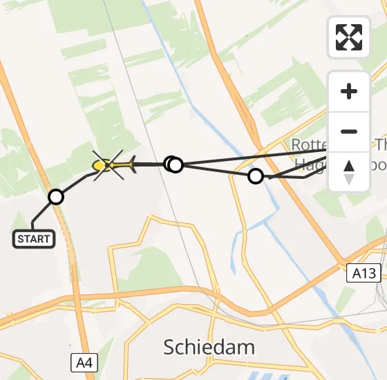 Vlucht Traumahelikopter PH-UMC van Vlaardingen naar Schiedam op zondag 2 juni 2024 20:00